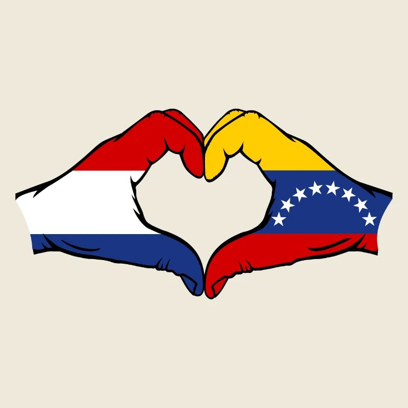 Drapeau Hollande Venezuela mains forme de coeur