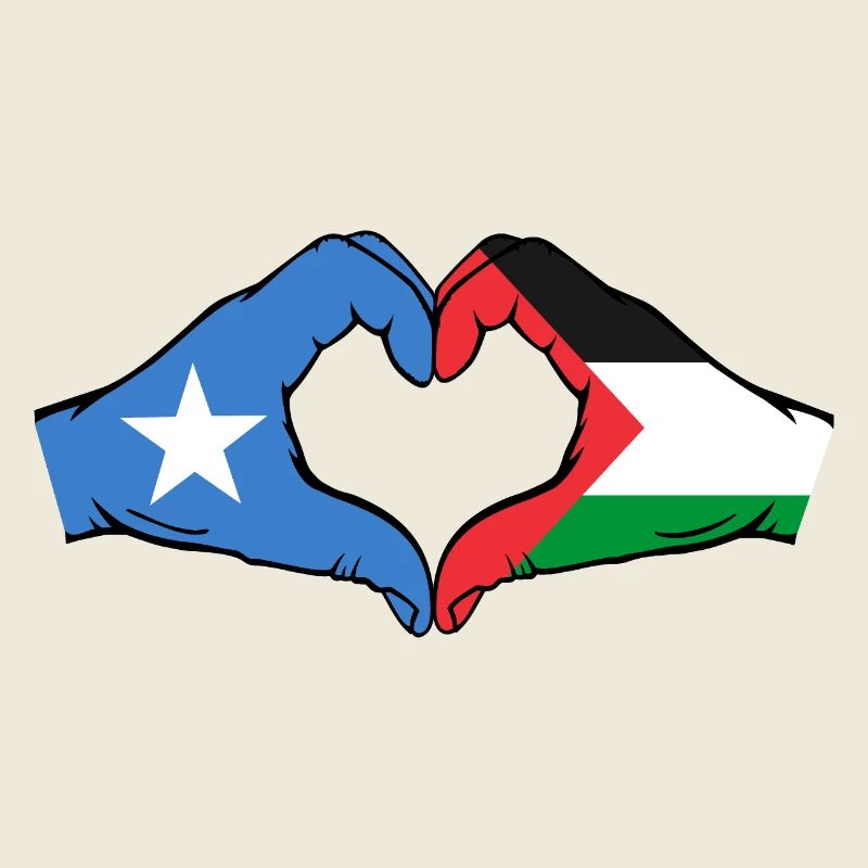 Somalie Palestine Drapeau Mains Coeur Forme