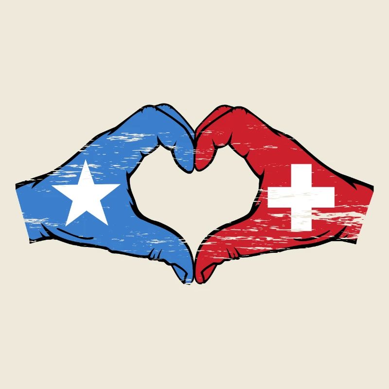 Somalia Switzerland Flag Hands Heart Shape Used