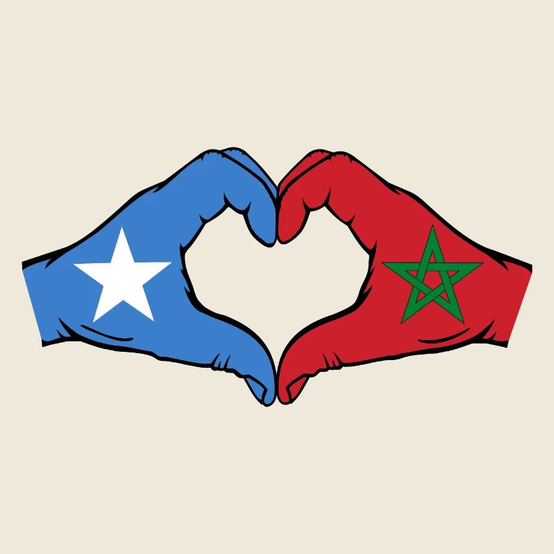 Somalia Morocco Flag Hands Heart Shape