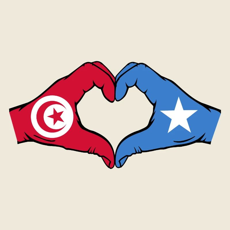 Tunisia Somalia Flag Hands Heart Shape