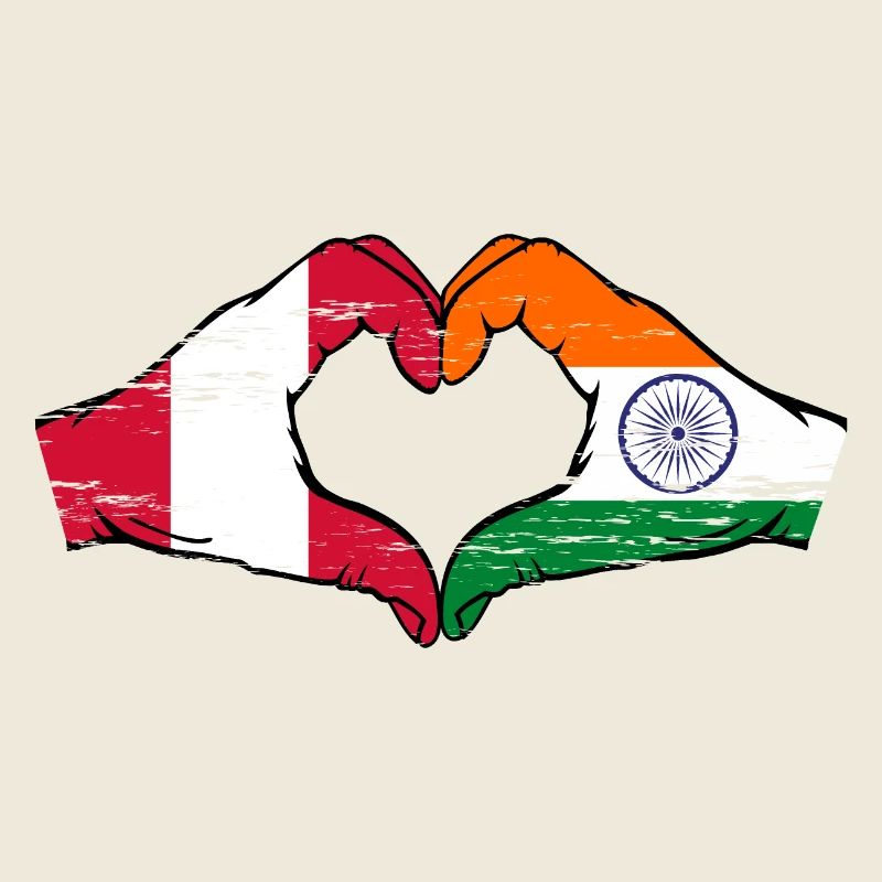 Pérou Inde drapeau mains forme de coeur utilisé