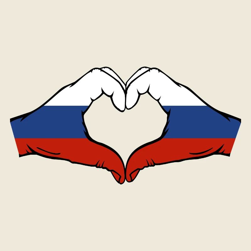 Russia Flag Hands Heart Shape
