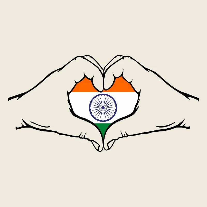 Drapeau de l’Inde Mains Coeur Forme