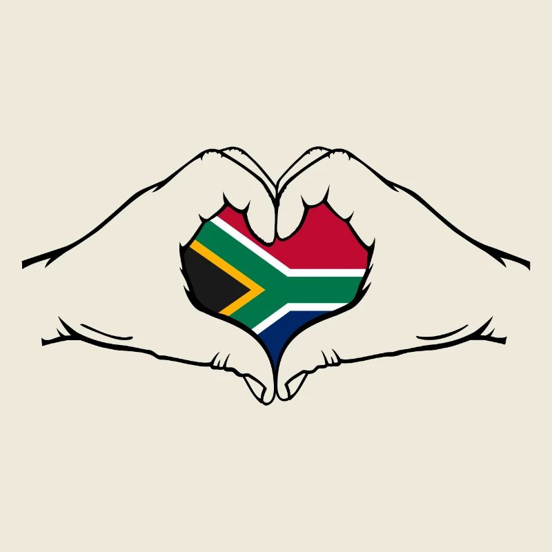 Drapeau de l’Afrique du Sud Mains Forme Coeur