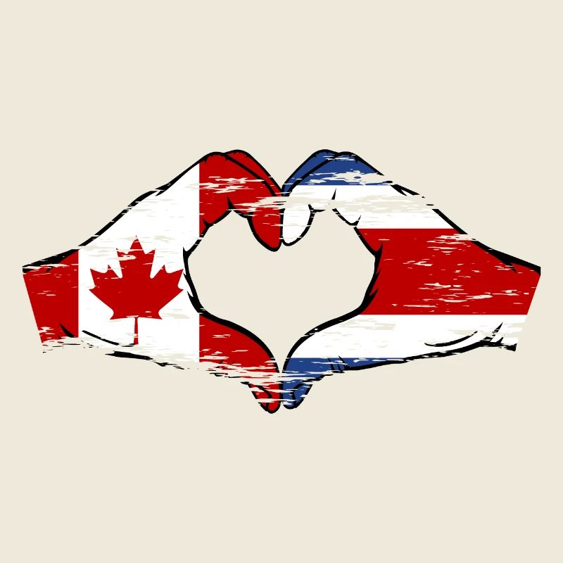 Canada Costa Rica drapeau mains coeur utilisé