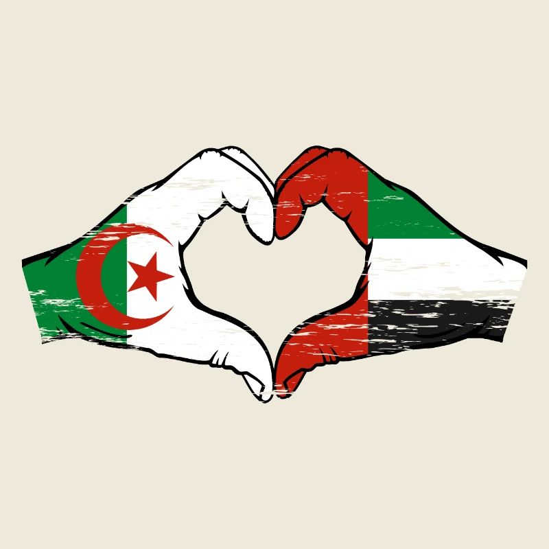 Algeria United Arab Emirates Flag Heart
