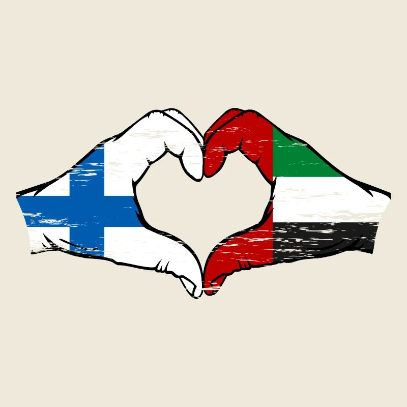 Finnalnd United Arab Emirates Flag Heart