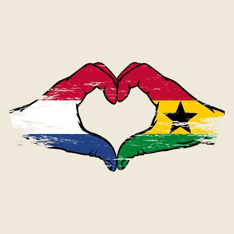 Hollande Ghana drapeau mains forme de coeur utilisé