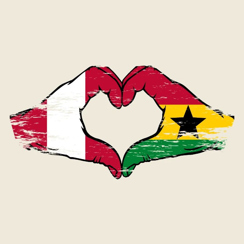 Pérou Ghana drapeau mains forme de coeur utilisé