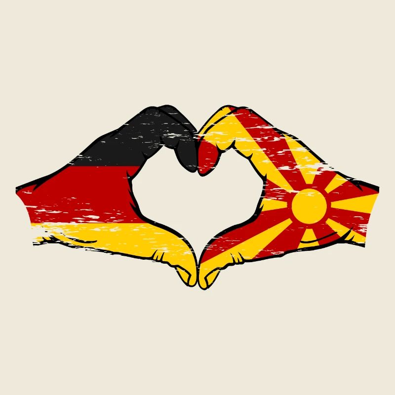 Germany Macedonia Flag Hands Heart Shape Used