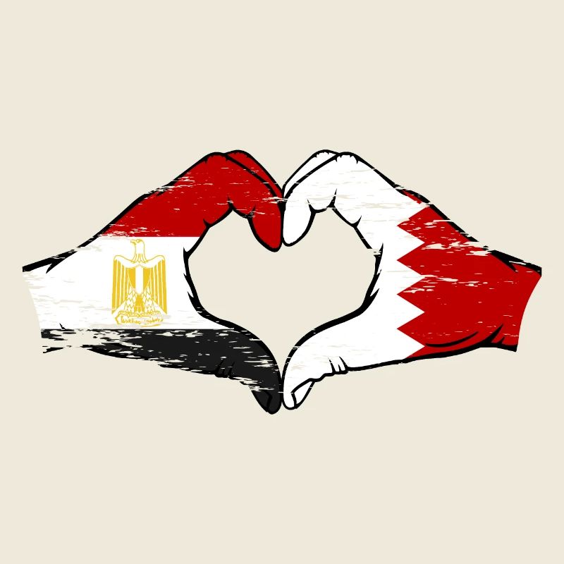 Égypte Bahreïn Drapeau Mains Coeur Forme Utilisé