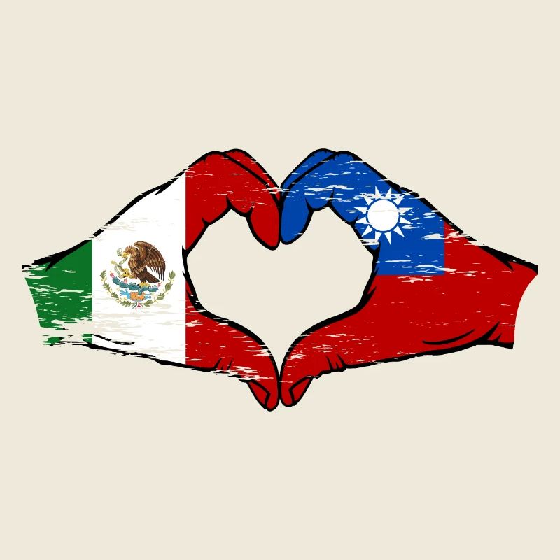 Mexique Taiwan drapeau mains forme de coeur utilisé