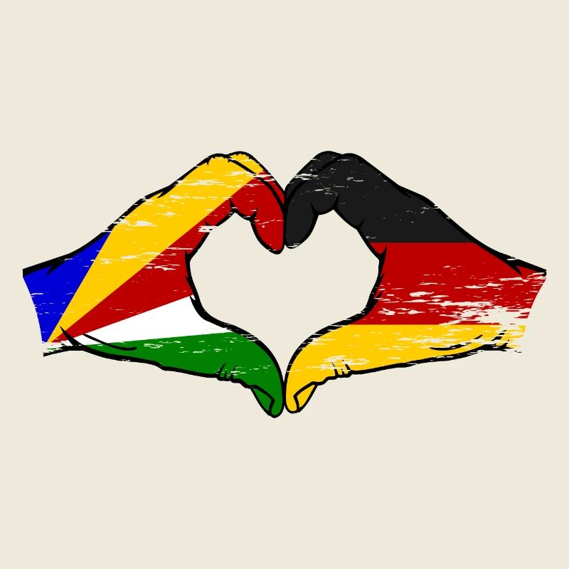 Seychelles Allemagne drapeau mains forme de coeur utilisé