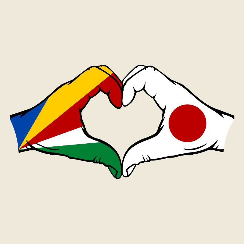 Seychelles Japan Flag Hands Heart Shape