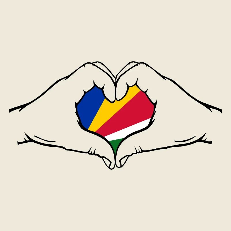 Seychelles Flag Hands Heart Shape