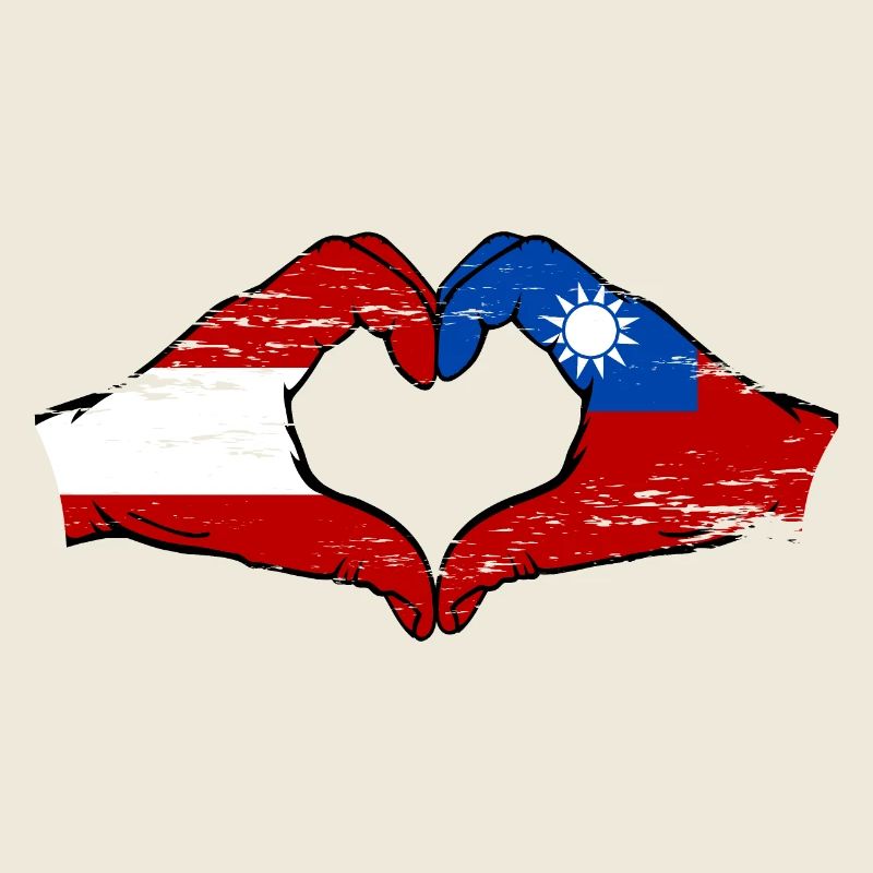 Autriche Taiwan drapeau mains forme de coeur utilisé
