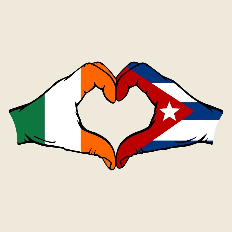 Irlande Cuba Drapeau Mains Coeur Forme