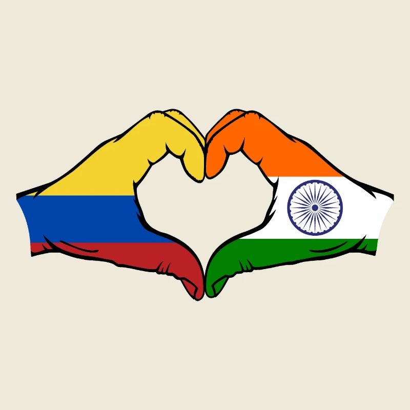 Colombie Inde Drapeau Mains Coeur Forme