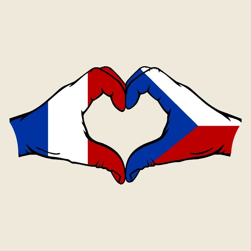 France République tchèque drapeau mains forme coeur