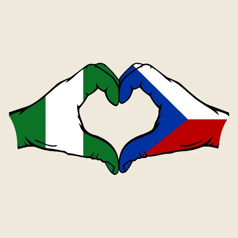 Nigeria République tchèque drapeau mains coeur forme