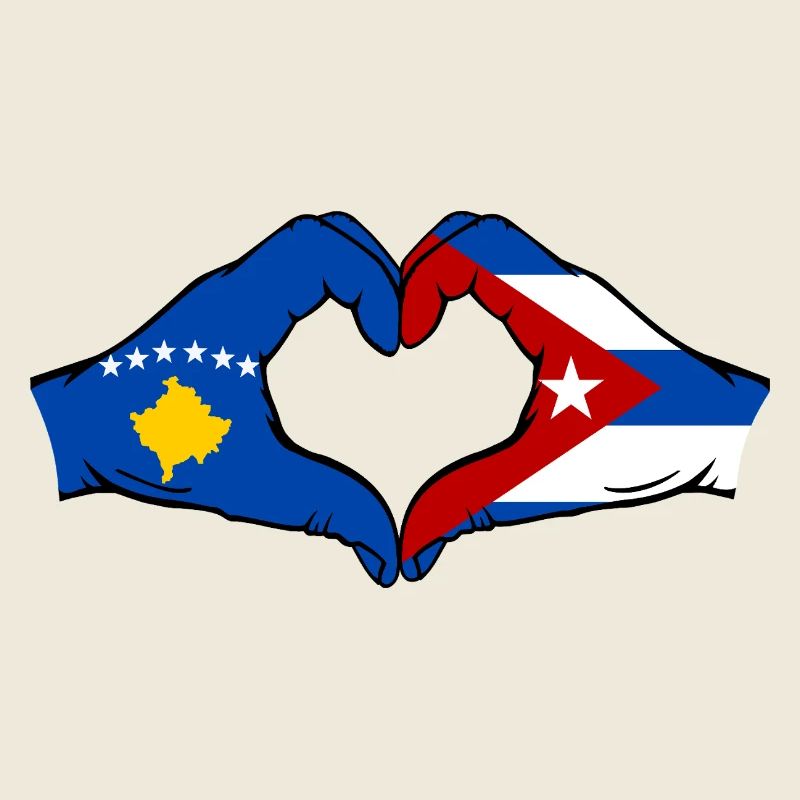 Kosovo Cuba Drapeau Mains Coeur Forme