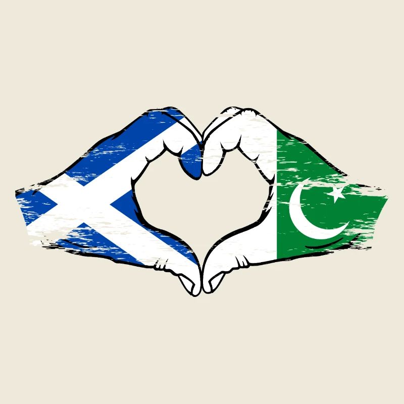 Écosse Pakistan drapeau mains forme de coeur utilisé