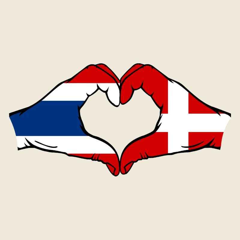 Thaïlande, Danemark, Drapeau, Mains, Coeur
