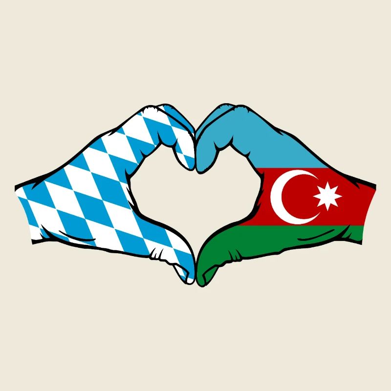 Bavière, Azerbaïdjan, Drapeau, Mains, Forme de coeur