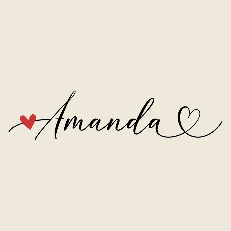 Amanda Nom Prénom Calligraphie coeur