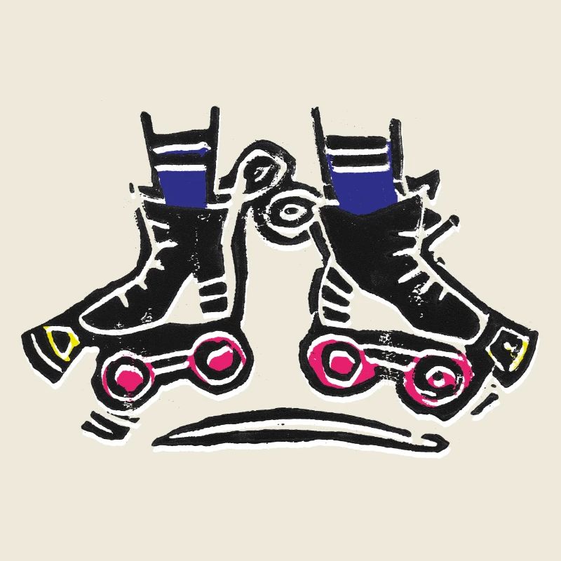 Roller Skates Crabwalk Roller Skates Multicolored Linocut