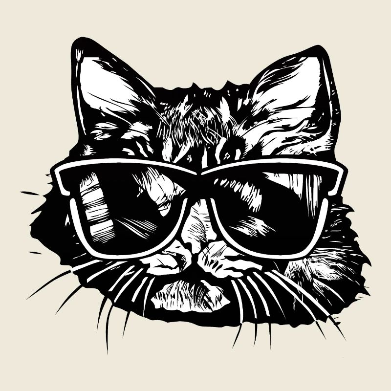 Cat Head Sunglasses Drawing 1 A