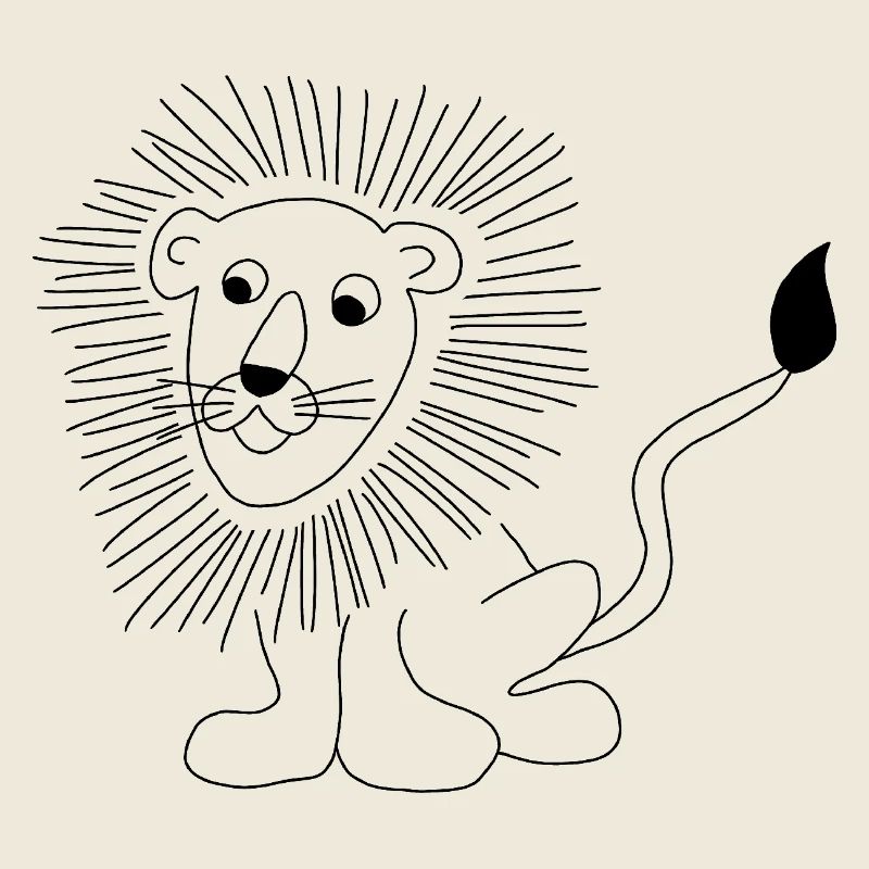 Lion - graphic in black and white