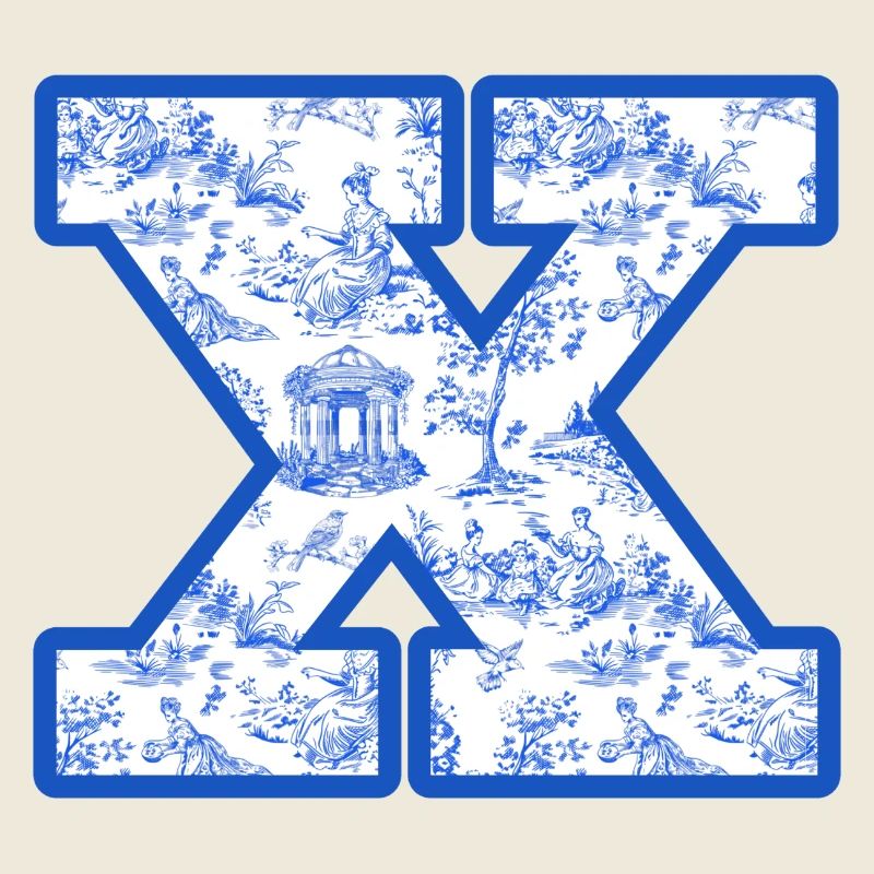 Buchstabe x blaue Chinoiserie