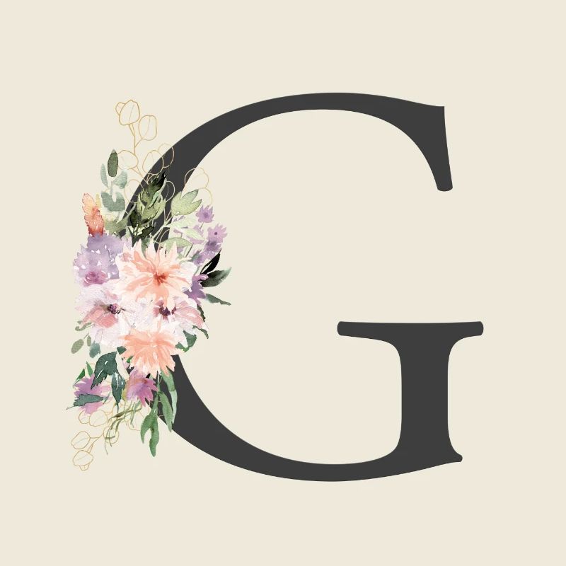 Buchstabe G, Monogramm, Blumen