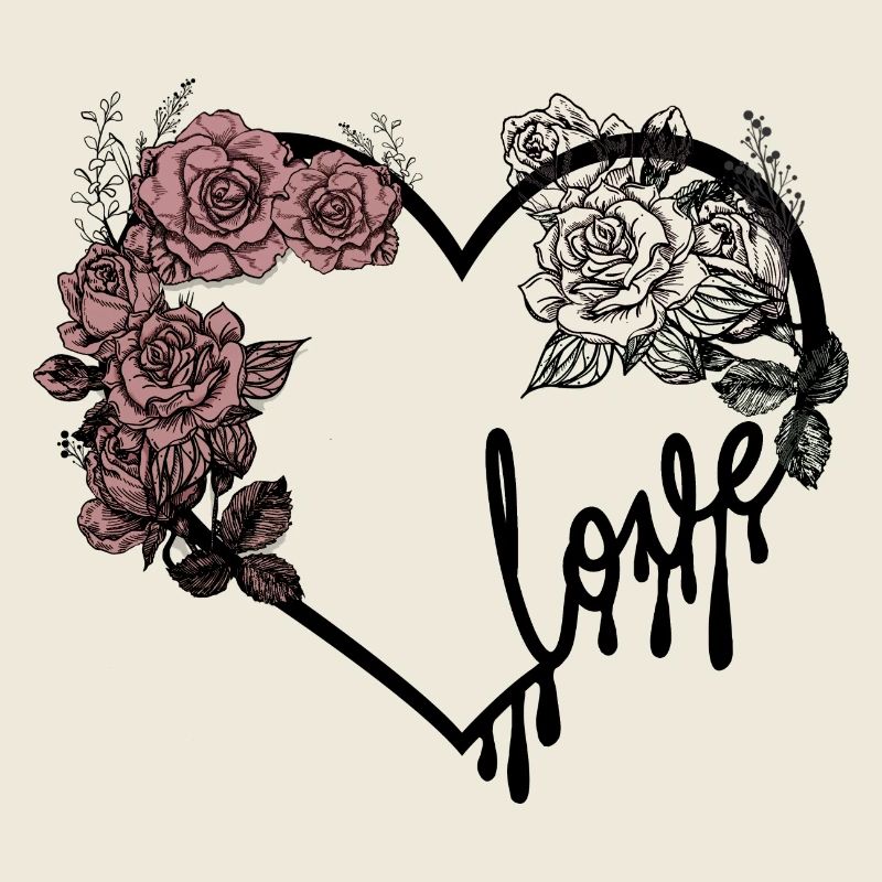 Liebesherz und Rosen dunkles romantisches Design