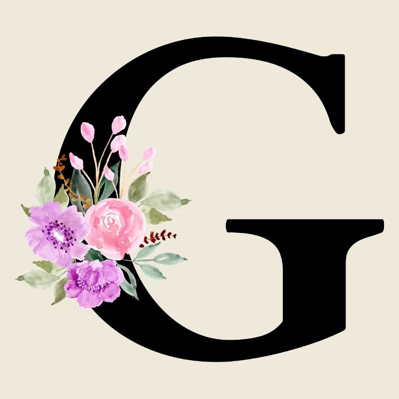 Lila Blumenbuchstabe g