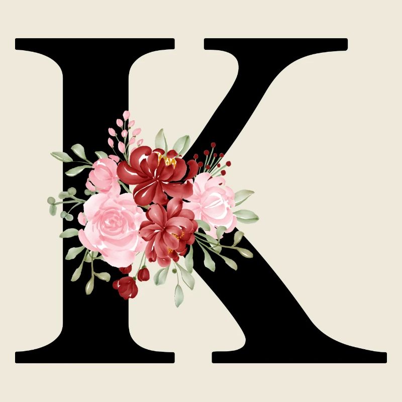 Roter floraler K-Buchstabe