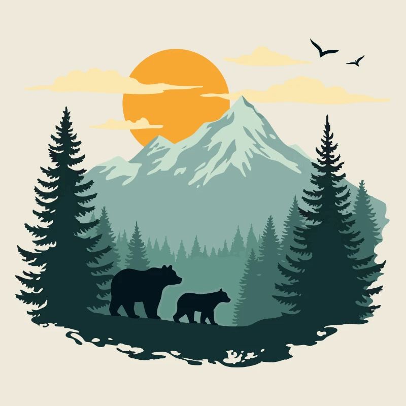 Wald Landschaft und Bären