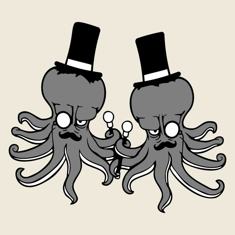 2 Kraken Mr. Sir Hut Monokel Brille reiche Freunde