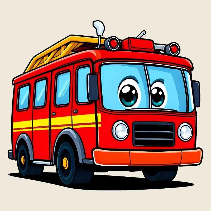 Illustration de bande dessinée de camion de pompiers ludique