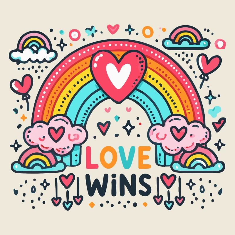 Love Wins – Regenbogen Liebe Grafik