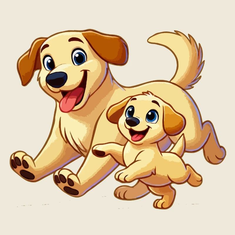 Labrador Mutter und Kind beim Herumtollen