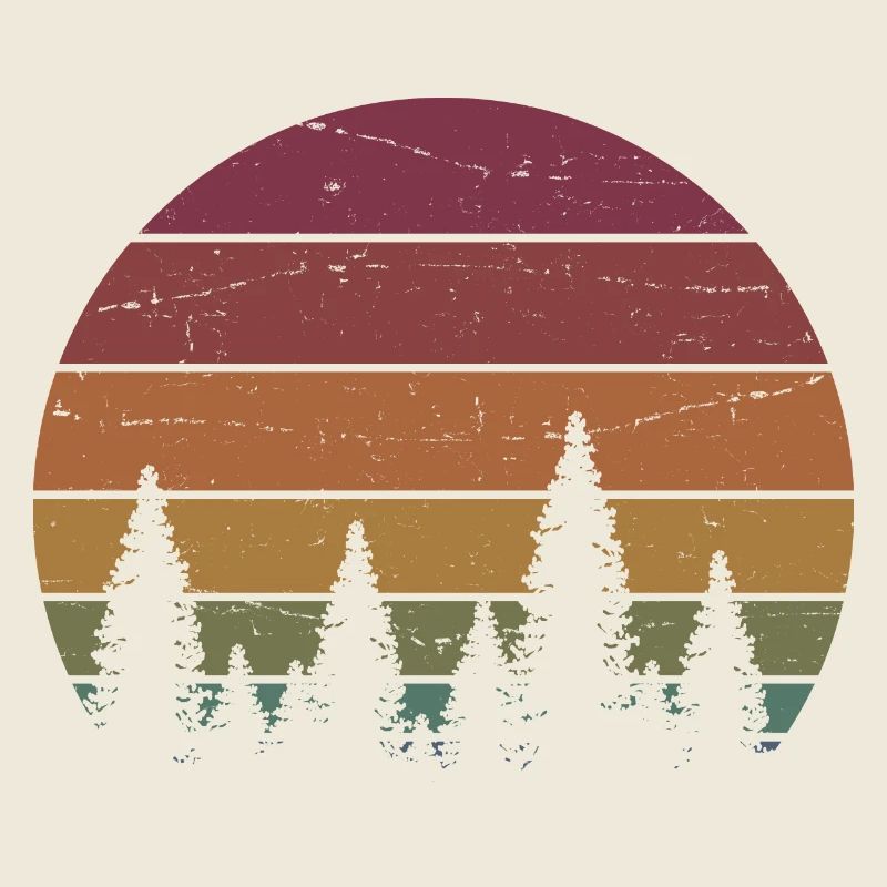Retro Forest Mountains Randonnée Aventure en plein air