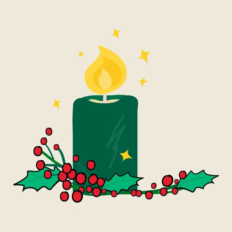Bougie de Noël et baie de houx