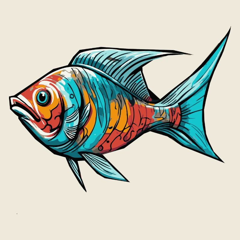 Bunter Graffiti Fisch
