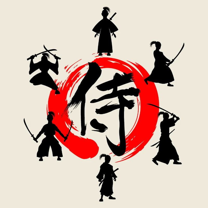 Enso-Zen-Kreis mit Samurai