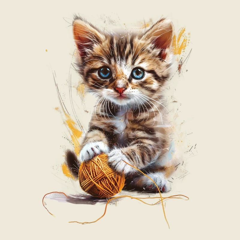 Chaton espiègle avec pelote de laine