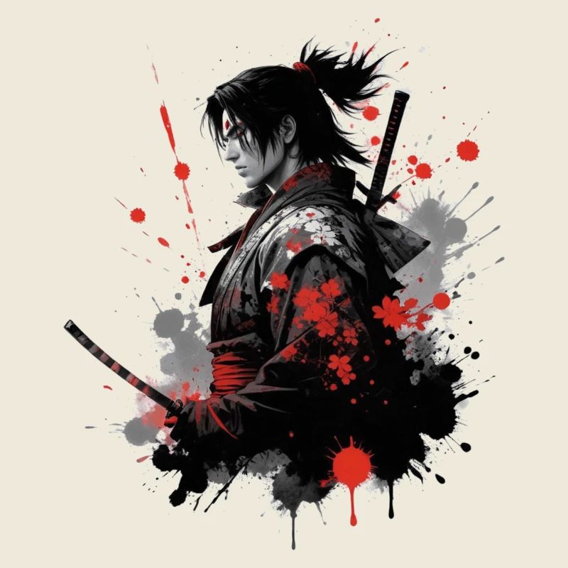 Samurai Krieger Wasserfarben Design