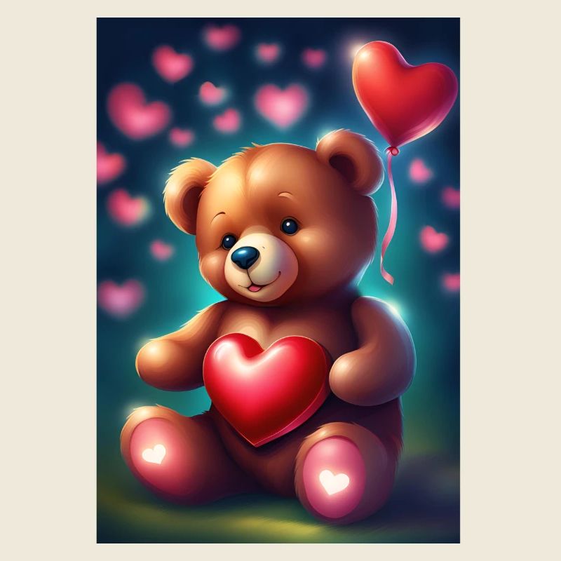 Herzballons und Teddybär